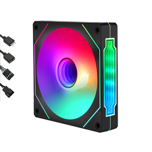 QiuzAim 4-Piece Set of 12cm ARGB Aura Computer Case Fans 4-Pin Connector Boxed Excellent Cooling Silence PWM Temperature Control - Product Image 5