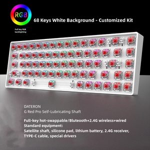 Kit de teclado mecánico Grizzly negro personalizado, luz RGB, Bluetooth, tri-modo, 2,4G, ejes de teclado inalámbricos con cable - Product Image 5