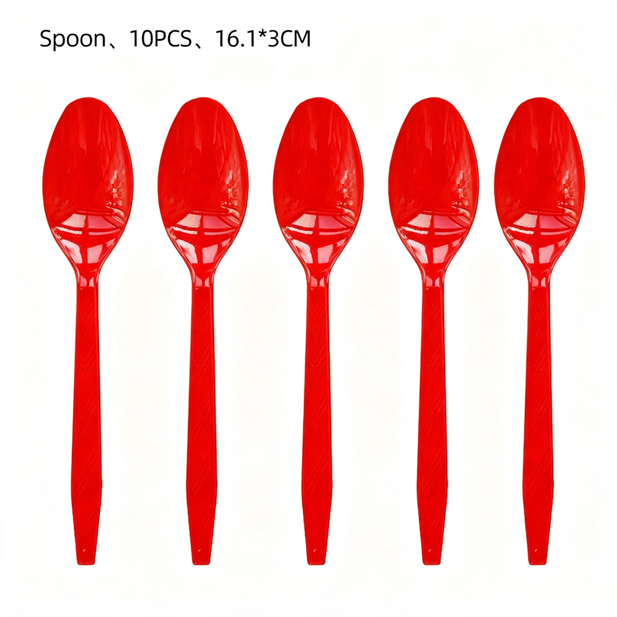 Cuchara de plástico roja-10 piezas