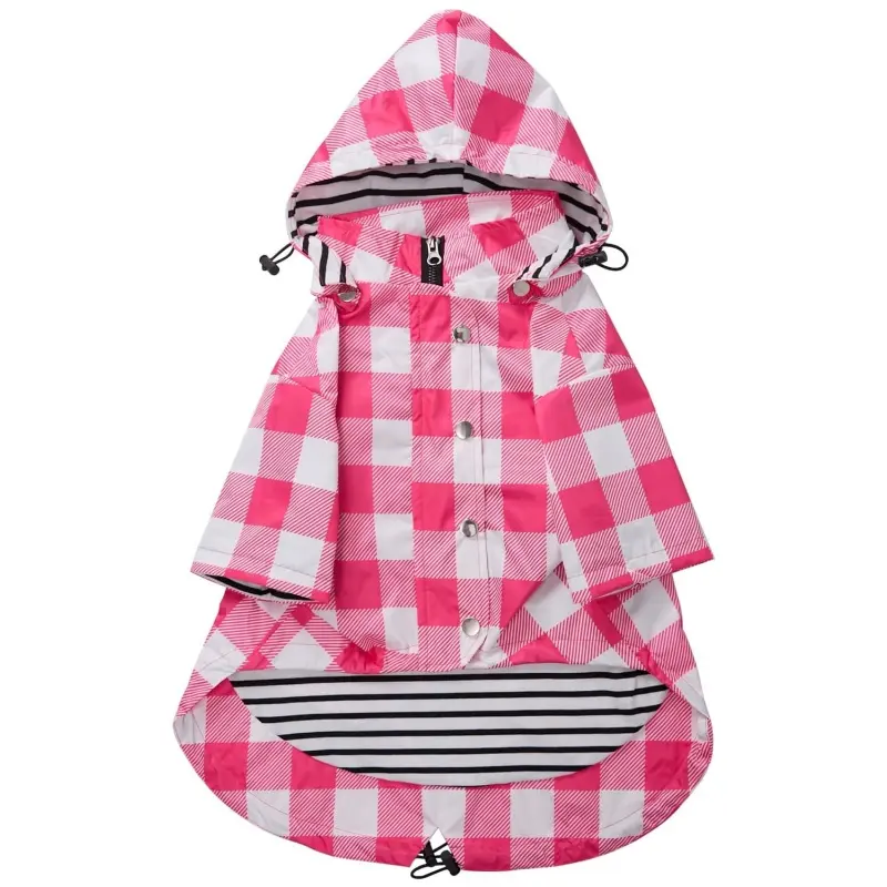 AQTQ North Waterproof Life Face Puffer Jacket Reflective Button Adjustable Drawstring Removable Hood Zip Dog Raincoat