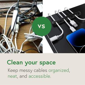 ตัวยึดสายเคเบิลตัวจัดระเบียบสายไฟที่ยึดสายไฟมีกาวในตัวสำหรับสาย USB/สายไฟ/สายไฟ, รถยนต์และโต๊ะทำงาน, บ้านและสำนักงาน - Product Image 5