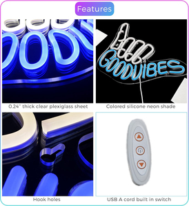 Iyi Vibes el LED Neon burcu işık 5V USB duvar dekor için Neon İşaretler yatak odası oyun odası gençler erkek kız odası işareti Gamer hediye
