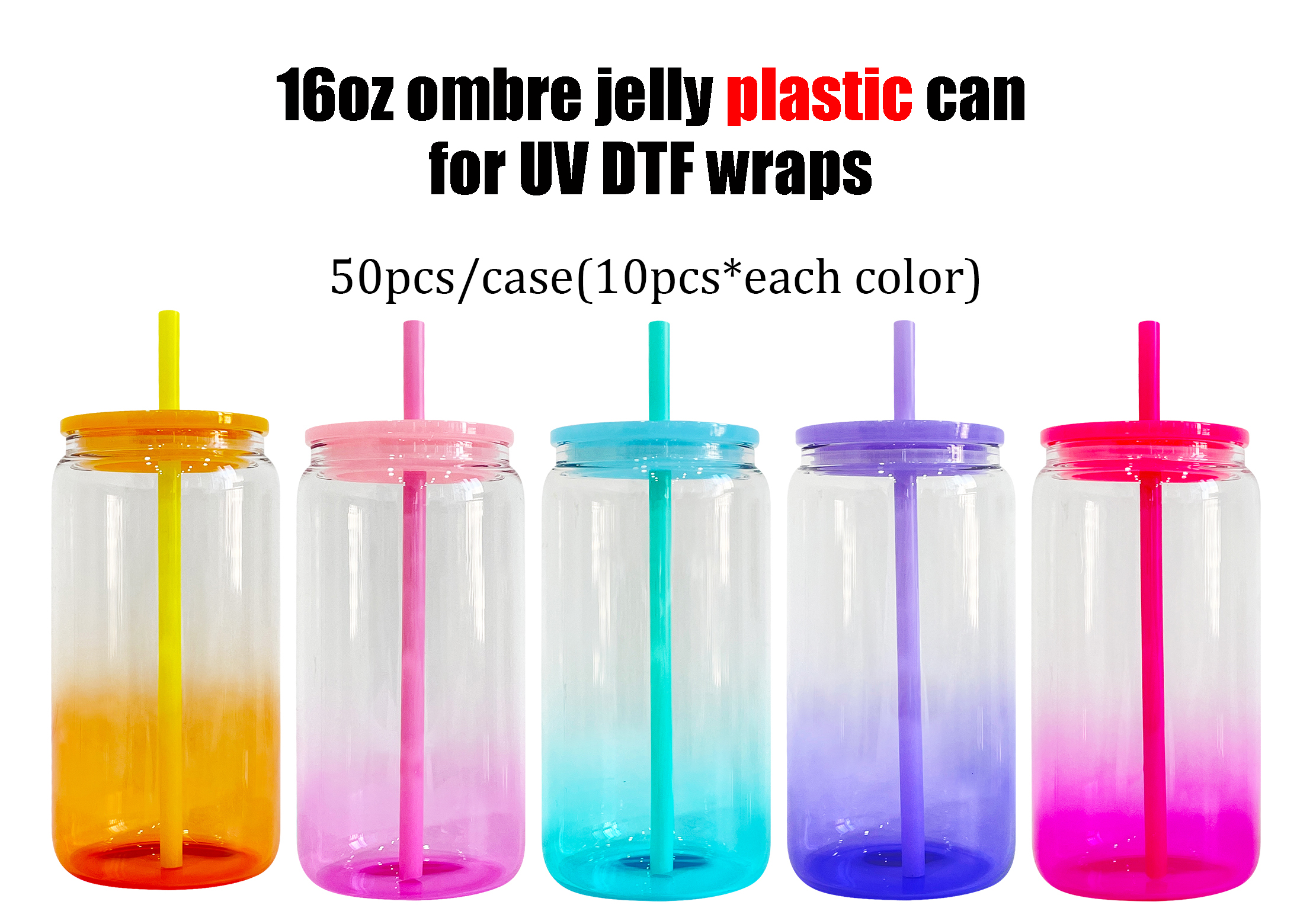16oz ombre jelly plastic can
