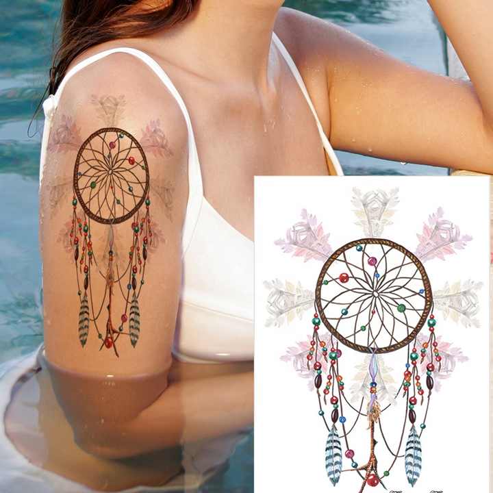 Tatuaje a prueba de agua para mujer, pegatina temporal íntima de flores, mariposa, atrapasueños, tatuaje de color, 2023