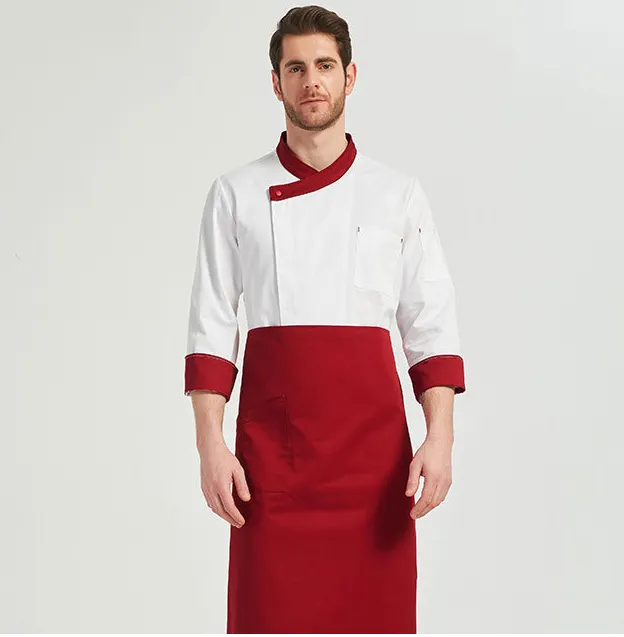 Conjunto uniforme de cozinha do chef, mais novo jaqueta preta de verificação feita na china preço baixo