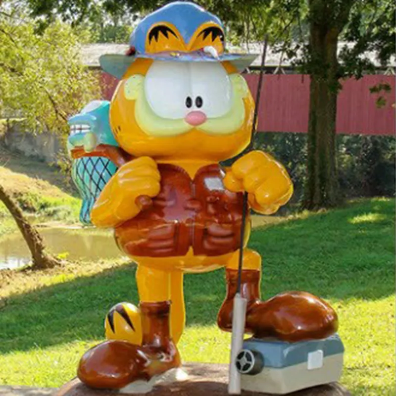 Escultura de gato Garfield, personaje de dibujos animados personalizado, artesanía de resina, decoración del hogar