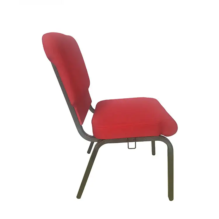 Manufacturer Cheap auditoriums chair stacking church seating link buckle Muslim prayer metal iron red church Dining chairs