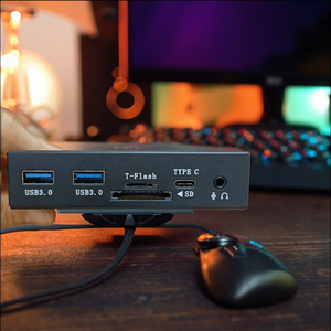 Hub de Panel frontal de Metal USB 3,5 6 en 1 de 3,0 pulgadas, lector de tarjetas TF/SD, Hub tipo C, salida de Audio HD, entrada de micrófono, accesorio para PC