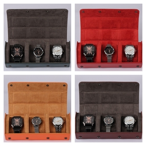 3槽新款六角形5色皮革天鹅绒三重手表旅行箱带按钮 - Product Image 4