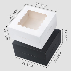カスタム15セット10x10x5インチケーキベーカリーボックス、ウィンドウと10インチラウンドケーキボード付き - Product Image 1