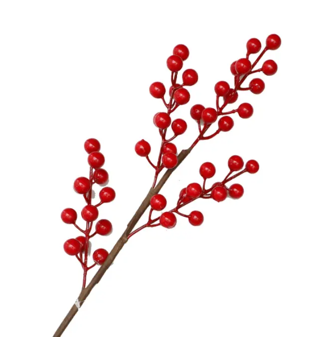 Hoa Nhân Tạo Chất Lượng Cao Cây Nhựa Nhân Tạo Màu Đỏ Cây Nhựa Nhân Tạo Ilex Aquifolium Berry Để Trang Trí Giáng Sinh