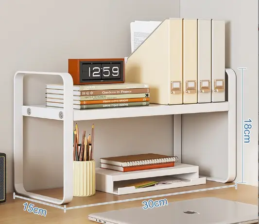 New Design Steel Table Bookshelf Desk Storage Small Shelf Student Dormitory Cosmetics Finishing Rack Desktop Storage Rack