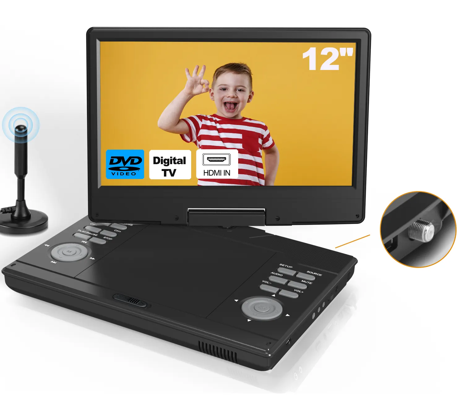 12 Zoll realistisches Audio-Erlebnis Großhandel tragbare Dvd Blue Ray und Vcd-Player für zuhause