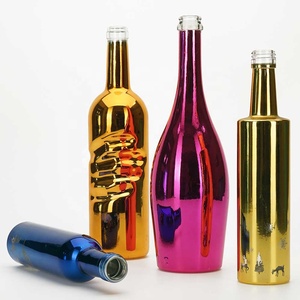 Vista 25cl 75cl vàng xanh hồng Electroplated chai thủy tinh cho rượu sâm banh rượu vang lấp lánh với tem nóng nút chai vương miện kết thúc - Product Image 3