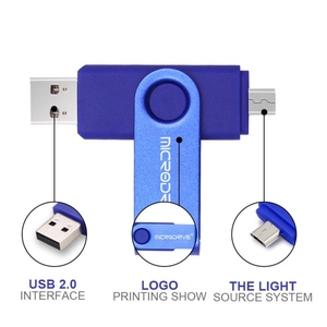 工厂价格便宜的微驱动器8GB USB 2.0手机和电脑两用旋转OTG金属u盘8色 - Product Image 4