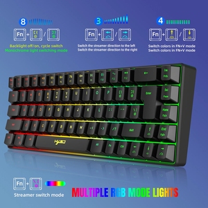 Teclado para juegos HXSJ V200 65 por ciento Gamer Teclado compacto 68 teclas LED retroiluminado ordenador PC Teclado mecánico blanco con cable