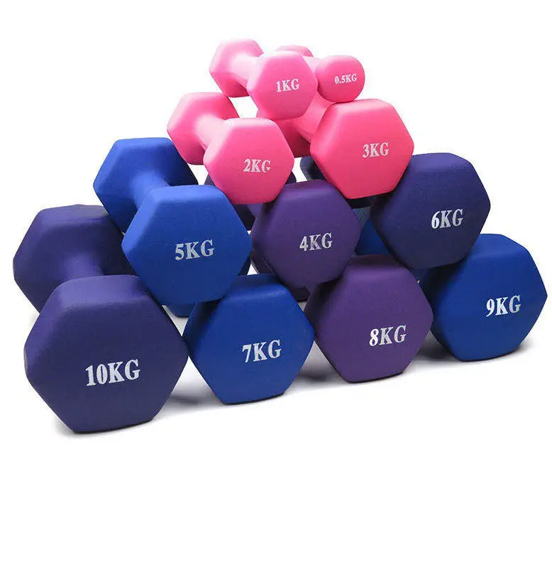 Custom Fitness Hex Cast Iron Dumbbells Multi-Color Neoprene Coated Gym Equipment Free Weights