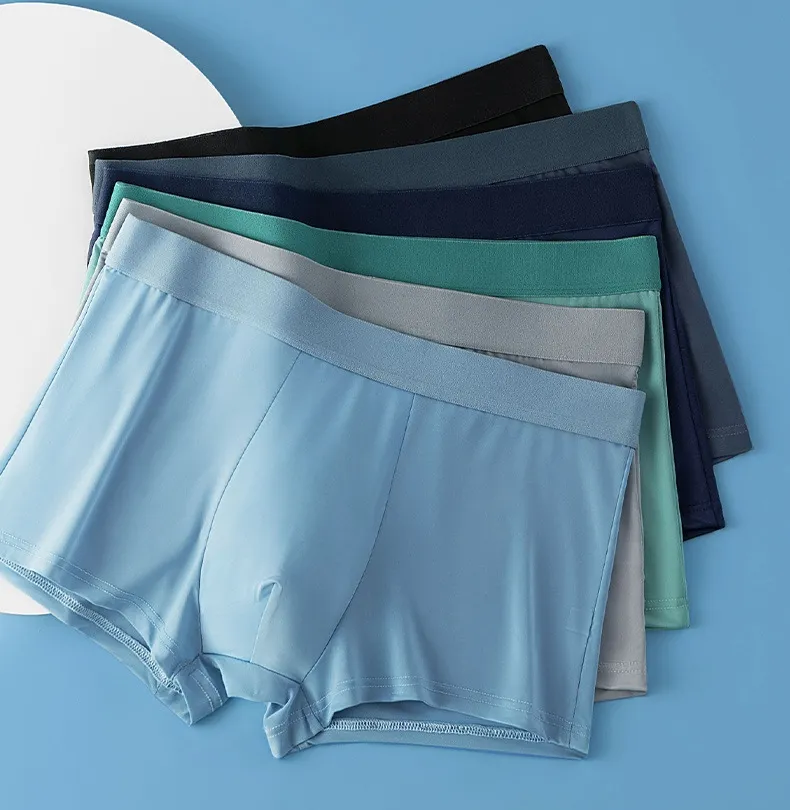 Ice Silk Underwear Meninos Homens de Verão Boxer Briefs Juventude Cor Sólida Roupa Interior Respirável