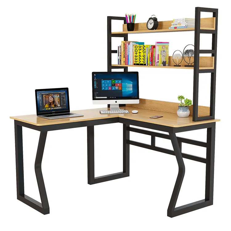 Escritorio de ordenador en forma de L, escritorio de esquina grande para ordenador portátil, mesa de estudio, negro