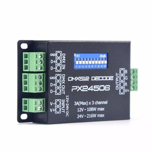 PX24506 DMX 512 Decoder Treiber 9A DMX 512 Verstärker 12V 24V LED DMX512 Controller für RGB LED Strip Lights
