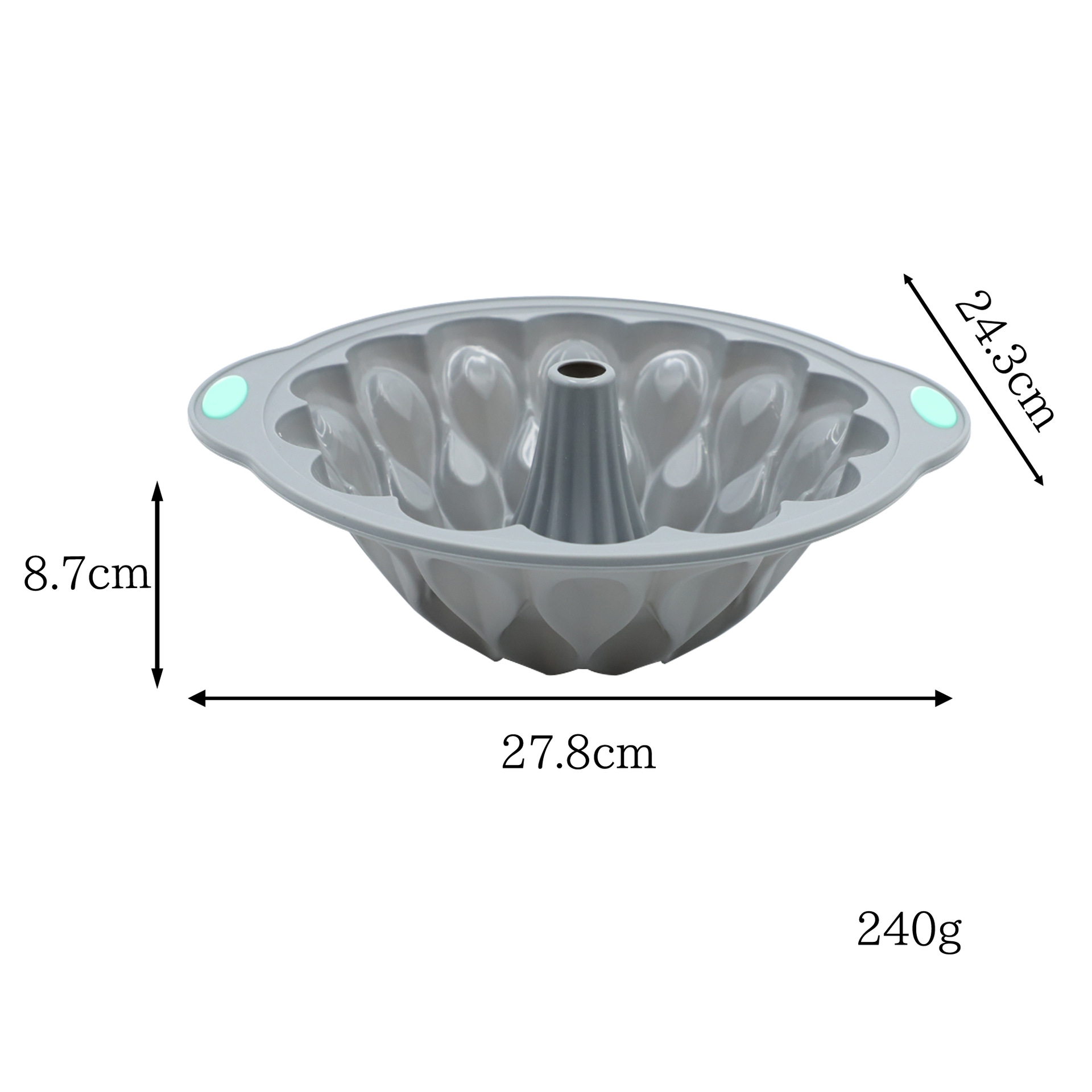 Plato de corona mediana con marco duro de dos colores de 7 tazas, gris claro