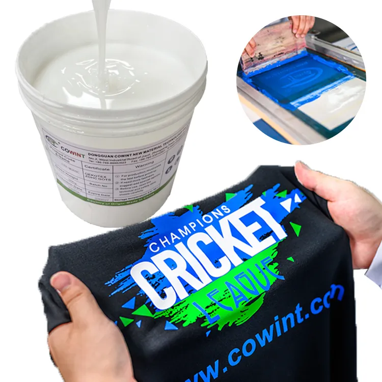 Cowint Экологически чистая машина шелковая Резина белая паста текстильная трафаретная печать футболок на водной основе печатный материал