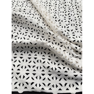 3D <strong>Three</strong>-dimensional Handmade Decals Guipure Chemical Lace Polyester Milk Yarn White Floral Embroidery Party Dress Lace Fabric - Product Image 1