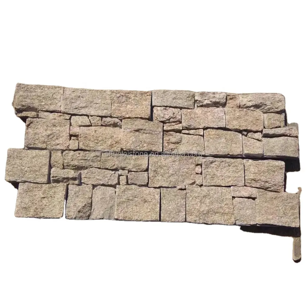 Z Shape Tiger Skin Yellow Granite Stone Cement Wall Cladding