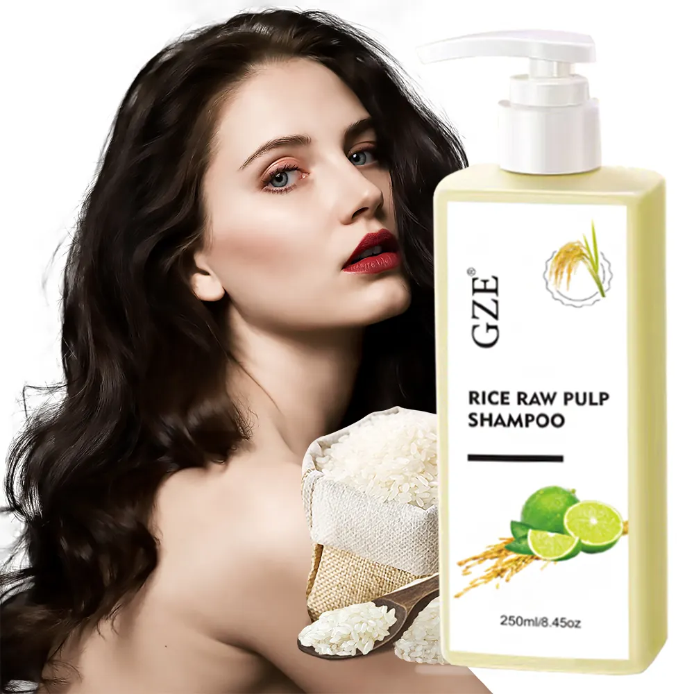 Shampoo de proteína orgânica natural feita à mão para perda de cabelo, arroz maciço, polpa crua, origem GZE, fortalece e engrossa os cabelos
