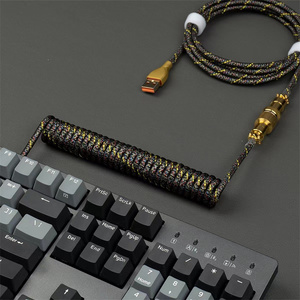 Özel sarmal USB C kablosu çift kollu ayrılabilir Metal Aviator USB C USB A mekanik oyun klavye kablosu - Product Image 5
