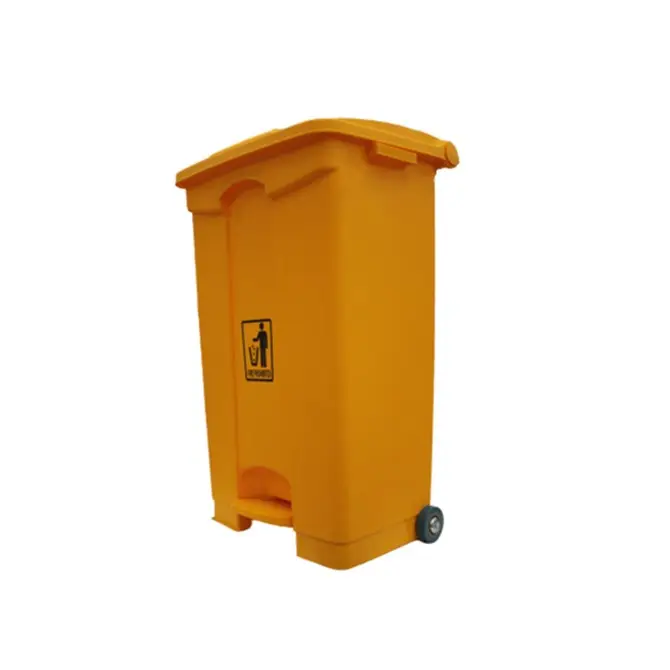 yellow PlasticStep on the plastic trash bin recycle waste bins Wheel rubish bin recycling
