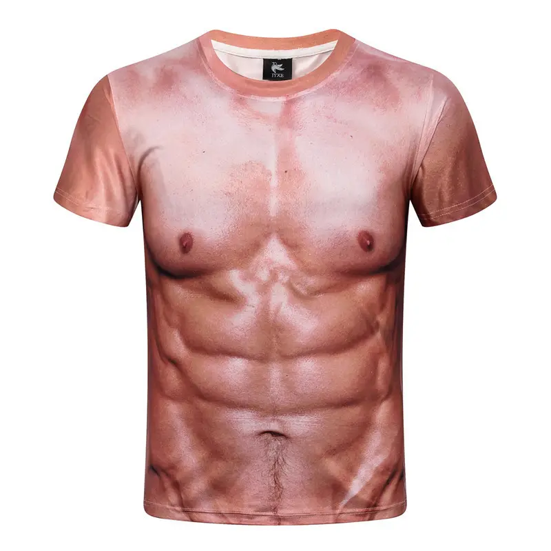 Maglietta tridimensionale stampata 3d del muscolo uomo t-shirt fitness elastico ad asciugatura rapida abbigliamento sportivo parodia