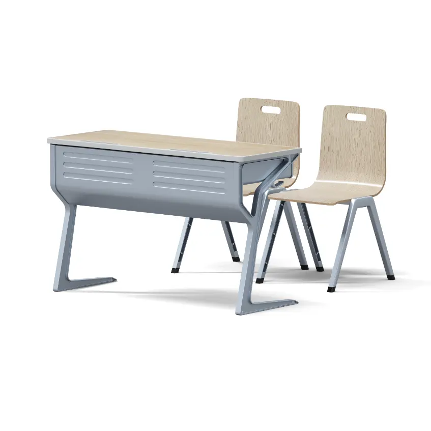Scrivanie e sedie per aule per studenti in acciaio moderno e confortevole produttore di attrezzature per mobili per la scuola