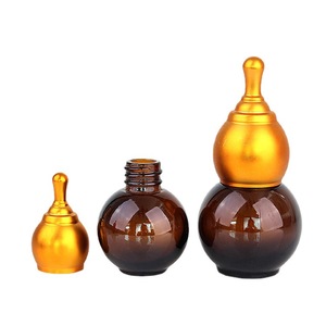 10ml 20ml 30ml 50ml Round <strong>Gourd</strong> Shape Glass Amber Liquid Essence Spray <strong>Oil</strong> Bottle Plastic Insert Cap Dropper for Essential <strong>Oil</strong> - Product Image 4