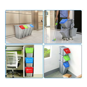 Clasificación de basura para oficina comercial, cubo de basura de plástico PP retardante de llama, ecológico, clasificación de reciclaje pequeña