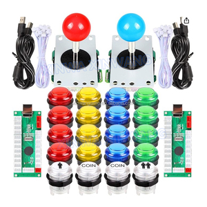 2 jugadores Zero Delay USB PC MAME consola de videojuegos Arcade Stick DIY Kit LED claro pulsador Joystick para Raspberry Coin Pusher - Product Image 2