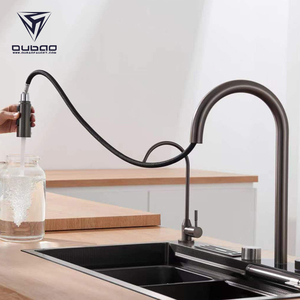 OUBAO lüks mutfak lavaboları Modern şelale çok fonksiyonlu lavabo yağmur çekin musluk dokunun mutfak lavabo setleri - Product Image 4