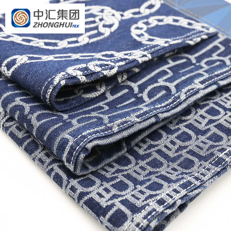 Kain Jins Populer Kain Katun Poliester Spandeks Jacquard Denim untuk Jeans