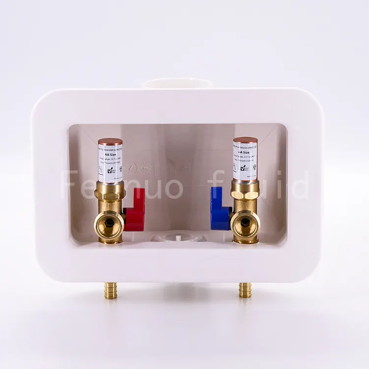 China Manufacturer Low Lead Alloy Washing Machine Outlet Box with PEX 1807 Inlet Connection copper water hammer arrestor