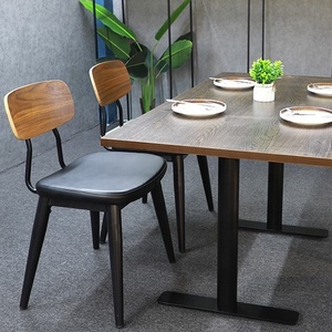Wholesale Wooden Cafe Restaurant Ash <strong>Copine</strong> Dining Chair PU Cushion Chaise Restaurant with Steel Legs
