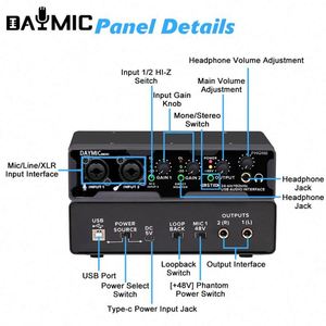DAYMIC DM202 profession elle Studio aufnahme 2 Eingang 2 Ausgang USB-Audio-Schnitts telle Soundkarte Audio-Interface-Mixer - Product Image 2