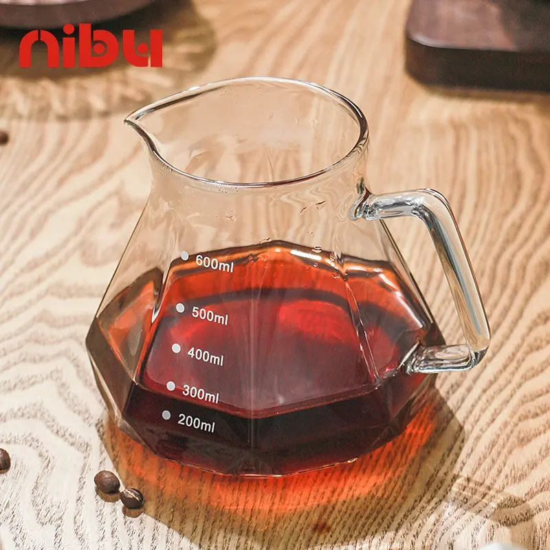 Nibu Olla de vidrio profesional Tetera Cafetera Gotero Jarra de café 600ml Verter sobre la cafetera