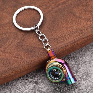 Hotsale Multicolor Metal Car <strong>Turbo</strong> <strong>Key</strong> Chain Accessories With <strong>Key</strong> Ring Chain Turbocharger Keychain Car Part Keychain