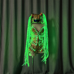LED parlayan takım elbise; Renk değiştiren elbise; Uzun örgüler; Makyaj aşaması; DS performans kıyafeti. - Product Image 3