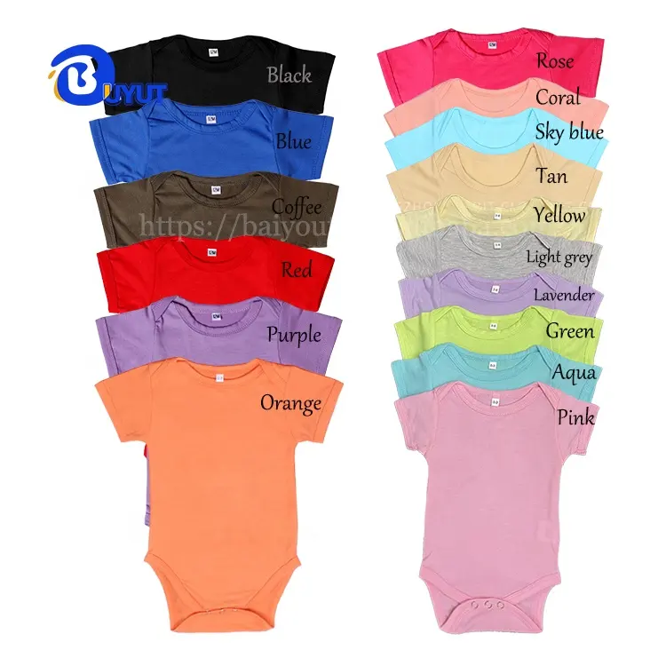 Factory cotton feel blank sublimation printing pastel dark colors cute NB Baby romper DTF LOGO Bodysuit