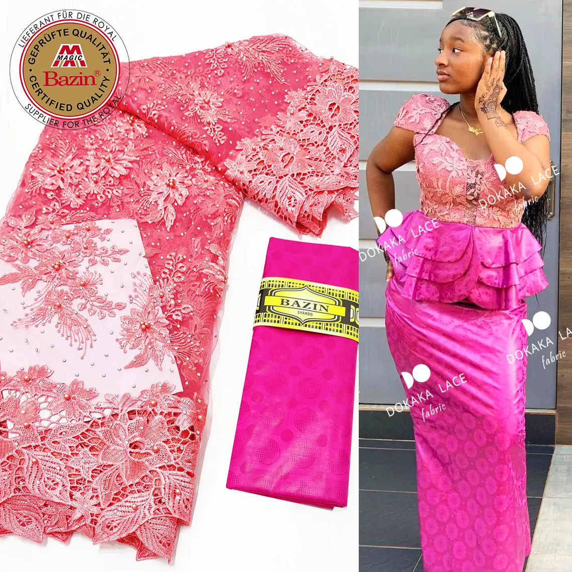 2023 chất lượng hàng đầu ankara bazin Riche vải và sequined Net ren với guipure thanh lịch Nigeria buổi tối đám cưới áo ren lưới