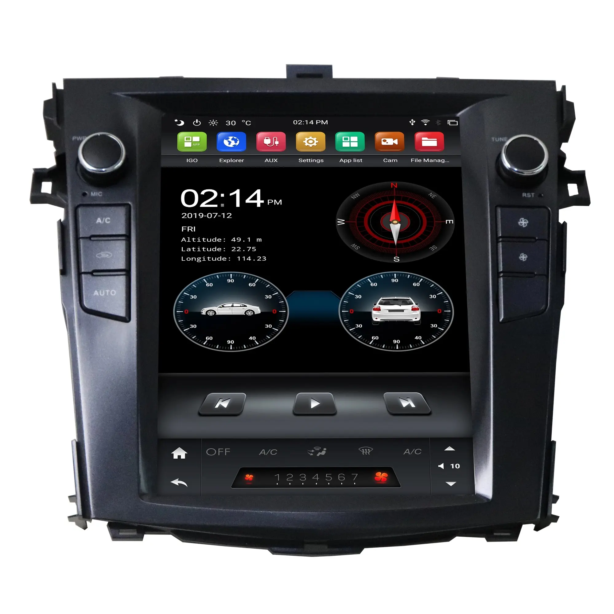 KD-97004 Klyde 9,7 ''Tesla pantalla táctil Android PX6 coche GPS Video reproductor Multimedia para Corolla 2008-2013