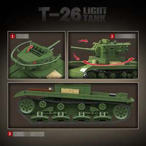 705PCS 3D tiểu cảnh Chiến Tranh Thế Giới sấm sét WW2 T-26 Xô Viết ánh sáng bộ binh khối xây dựng mô hình khối khối đồ chơi - Product Image 4