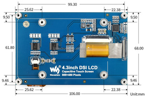 Raspberry Pi 4.3 pollici touch screen capacitivo 800x480 IPS Wide View MIPI DSI interfaccia
