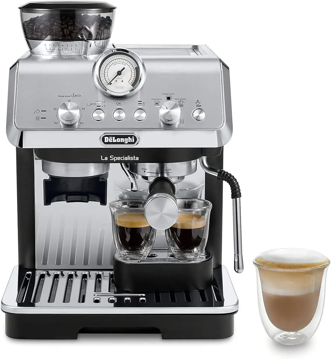Macchina per caffè Espresso con macinacaffè, latte e schiuma, 1450W, Kit per Barista-caffè e caffettiera